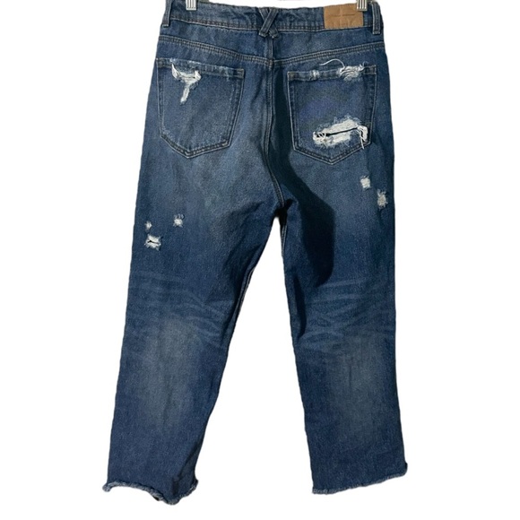 Zara ripped raw hem straight leg jeans 6 - Picture 2 of 7